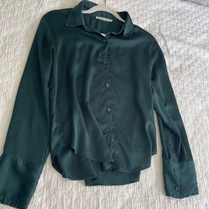 Abercrombie green button up top